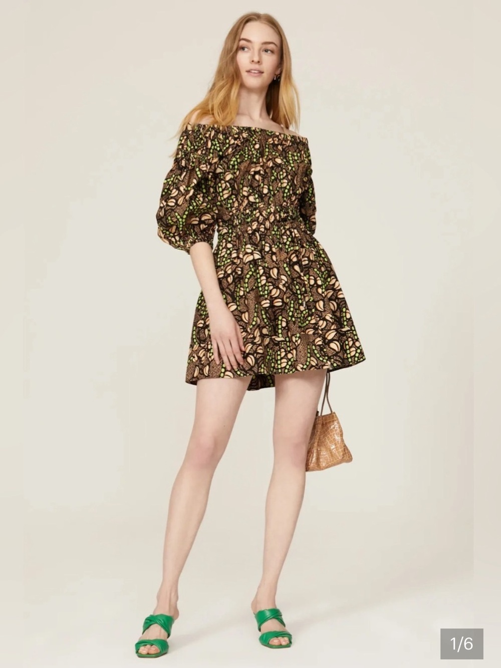 A.L.C. Maya Printed Puff Sleeve Mini Dress - Size 2